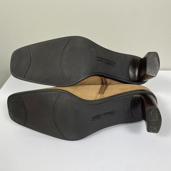 Vintage 90s Y2K Tan Square Toe Leather Heel Ankle Boots Sz 8.5 Western Hippie - Picture 9 of 9